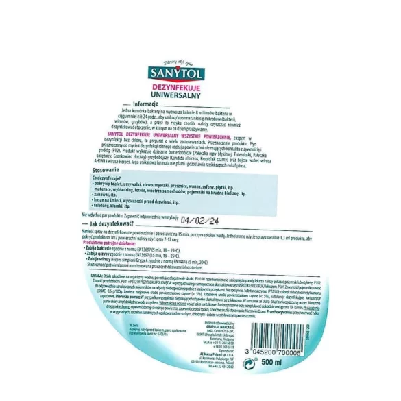 Sanytol univerzális fertőtlenítő spray 500 ml