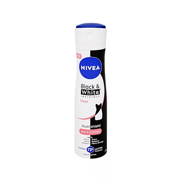 Nivea Black & White Invisible Clear dezodor spray 150 ml